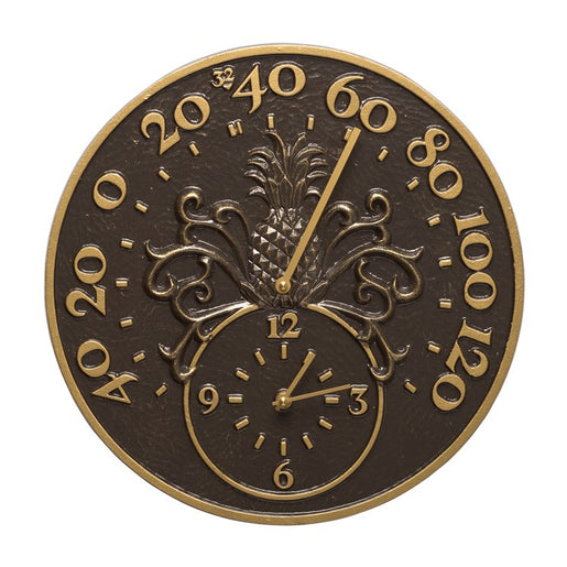 Pineapple Thermometer and Clock - French Bronze