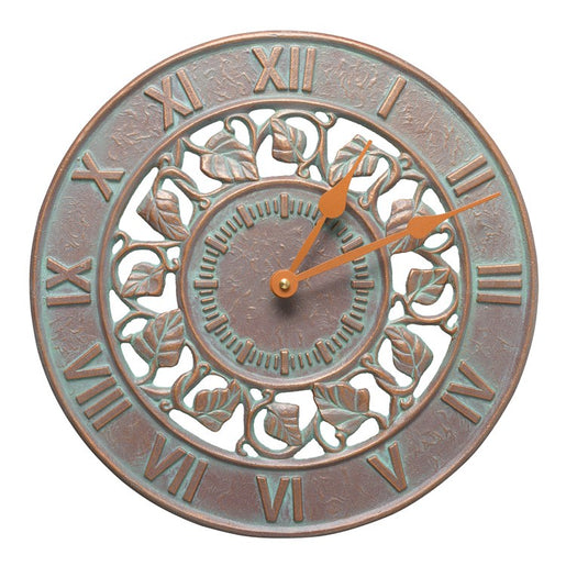Ivy Silhouette 12" Indoor/Outdoor Wall Clock - Copper Verdigris