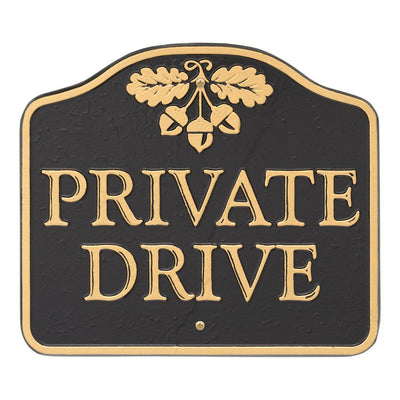 Private Drive Cast Aluminum Wall/Lawn Sign -Black/Gold