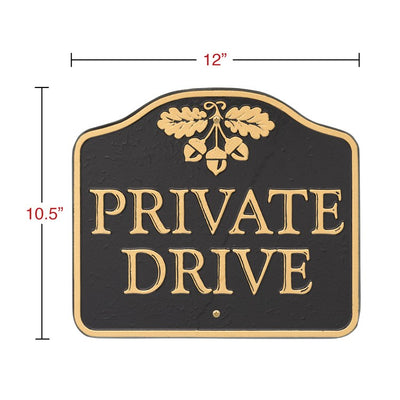 Private Drive Cast Aluminum Wall/Lawn Sign -Black/Gold