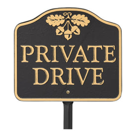Private Drive Cast Aluminum Wall/Lawn Sign -Black/Gold
