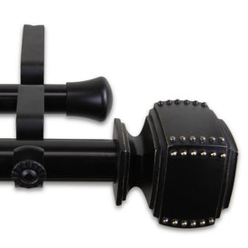 Borris Double Curtain Rod 1" Diameter x 120" - 170" Long - Black