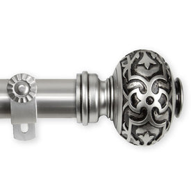 Cleopatra Curtain Rod 1" Diameter x 120" - 170" Long - Satin Nickel