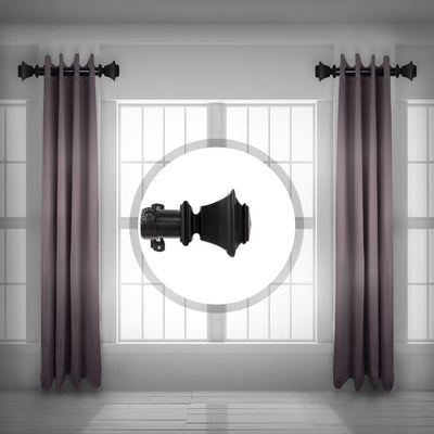 Julio Curtain Rod 1.5" Diameter x 48" - 84" Long - Black