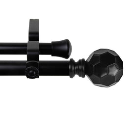 Juliette Double Curtain Rod 13/16" Diameter x 48" - 84" Long - Black