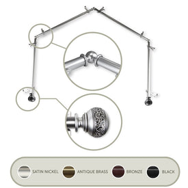 Kathy 13/16" Four - Sided Bay Window Curtain Rod - Satin Nickel