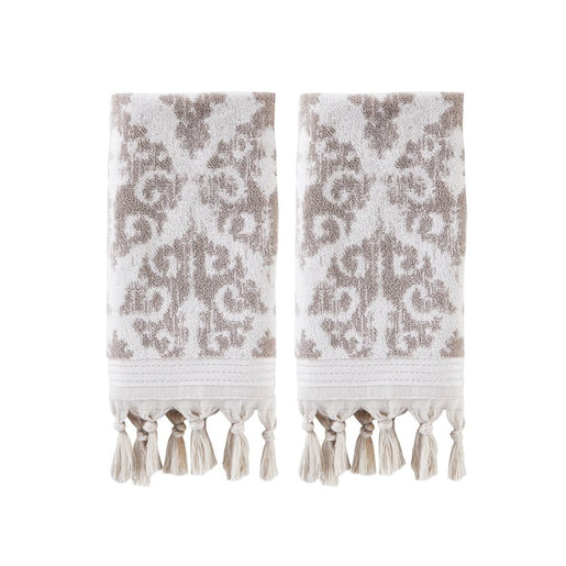 Mirage Fringe Hand Towel 2-Pack in Taupe