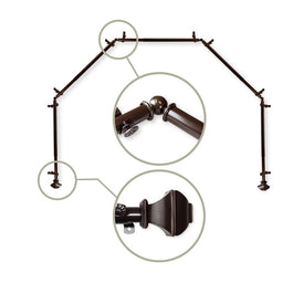 Martin 13/16" Five-Sided Bay Window Curtain Rod - Cocoa