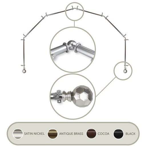 Juliette 13/16" Six-Sided Bay Window Curtain Rod - Satin Nickel