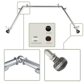 Margo 13/16" Bay Window Curtain Rod 20" - 36", 38" - 72" Long - Satin Nickel