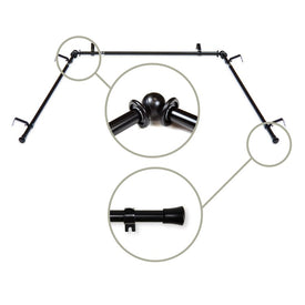 5/8" Bay Curtain Rod 20" - 36", 38" - 72" Long - Black