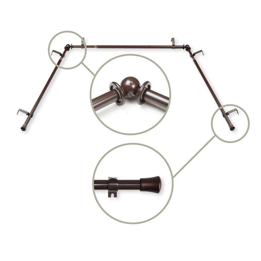 5/8" Bay Curtain Rod 20" - 36", 38" - 72" Long - Cocoa