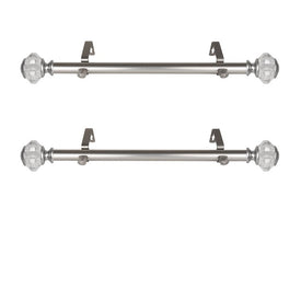 Lea 1" Diameter x Side Curtain Rod 12" - 20" Long (Set of 2) - Satin Nickel