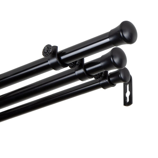 Triple Curtain Rod 13/16" Diameter x 66" - 120" Long - Black