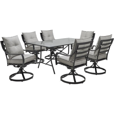 Lavallette Seven-Piece Dining Set with 66" x 38" Glass-Top Table
