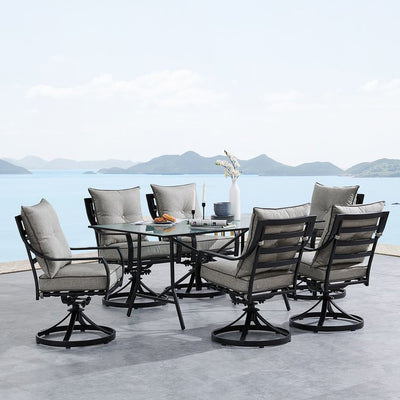 Lavallette Seven-Piece Dining Set with 66" x 38" Glass-Top Table