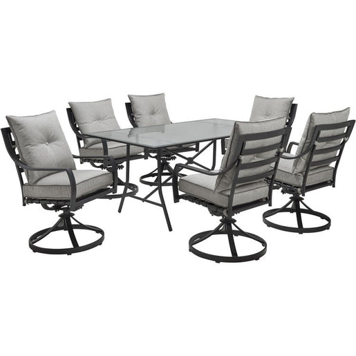 Lavallette Seven-Piece Dining Set with 66" x 38" Glass-Top Table