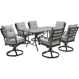 Lavallette Seven-Piece Dining Set with 66" x 38" Glass-Top Table