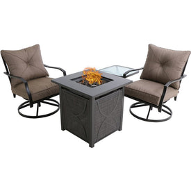 Palm Bay Four-Piece Fire Pit Chat Set with 40,000 BTU Tile-Top Sling Fire Pit Table with Burner Cover