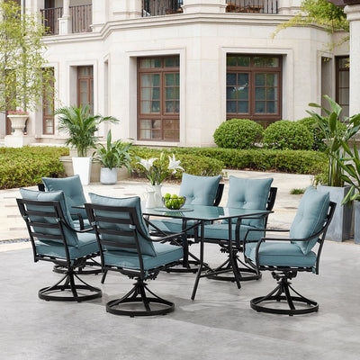 Lavallette Seven-Piece Dining Set with 66" x 38" Glass-Top Table