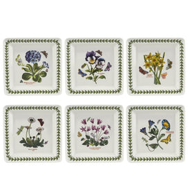 Botanic Garden 7" Square Plates Set of 6 - Assorted Motifs