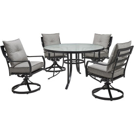 Lavallette Five-Piece Dining Set with 52" Round Glass-Top Table