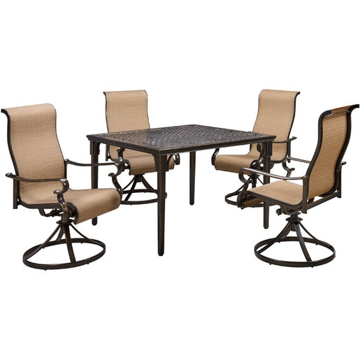 Brigantine Five-Piece Outdoor Dining Set with 42" Square Cast-Top Table