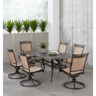 Fontana Seven-Piece Outdoor Dining Set with 38" x 72" Cast-Top Table