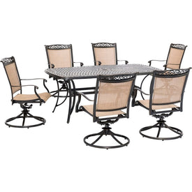 Fontana Seven-Piece Outdoor Dining Set with 38" x 72" Cast-Top Table