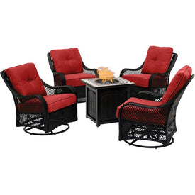 Orleans Five-Piece Fire Pit Chat Set with 26" Square Fire Pit Table