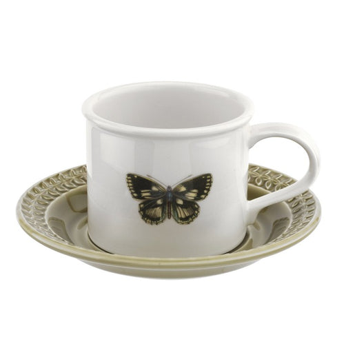 Botanic Garden Harmony Embossed Breakfast Cup and Saucer - Moss Green
