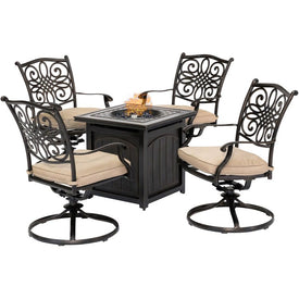 Traditions Five-Piece Fire Pit Chat Set with 26" Square Fire Pit Table