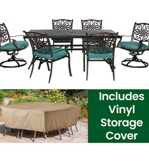Product Image: TRADDN7PCSW-BLU-HD Outdoor/Patio Furniture/Patio Dining Sets