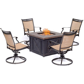 Fontana Five-Piece Fire Pit Chat Set with 40,000 BTU Gas Durastone Fire Pit Coffee Table