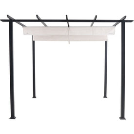Reed 9.8' W x 9.8' D x 7.6' H Aluminum and Steel Pergola with Adjustable Sling Canopy