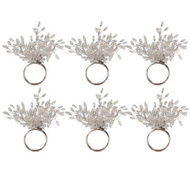 Silver Beaded Burst Napkin Rings Set of 6