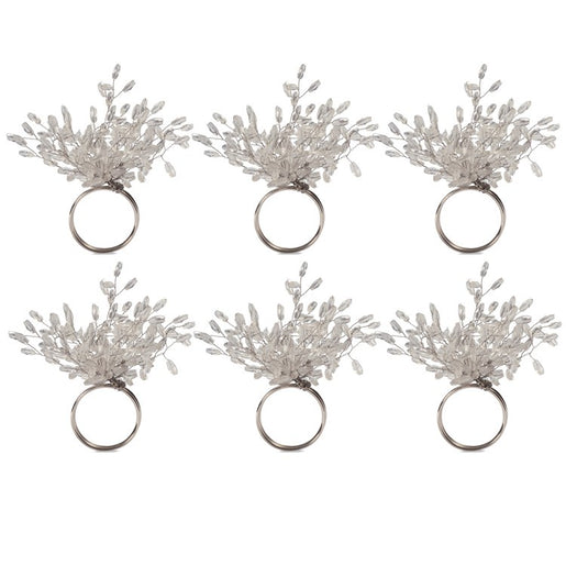 Silver Beaded Burst Napkin Rings Set of 6
