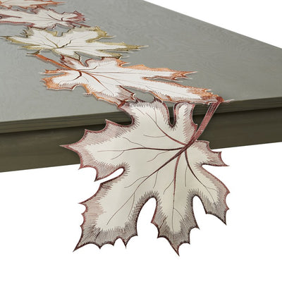 Embroidered Maple Leaves Table Runner