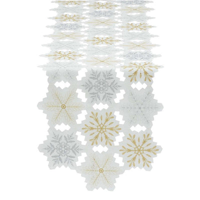 Embroidered Snowflakes Table Runner