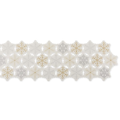 Embroidered Snowflakes Table Runner
