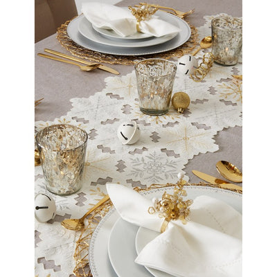 Embroidered Snowflakes Table Runner