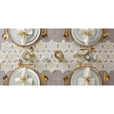 Embroidered Snowflakes Table Runner