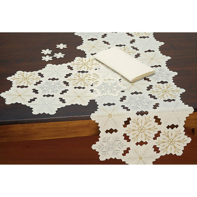 Embroidered Snowflakes Table Runner