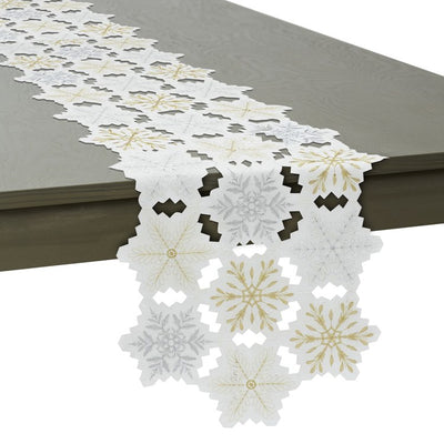 Embroidered Snowflakes Table Runner