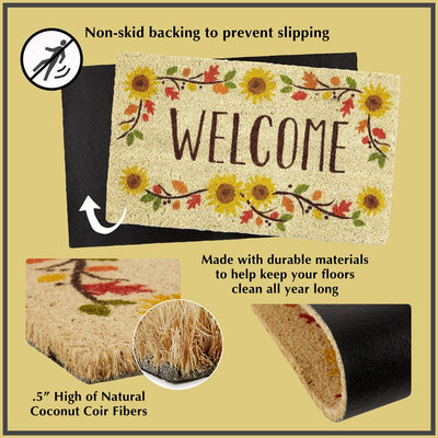 Give Thanks 18" x 30" Vinyl Back Coir Doormat