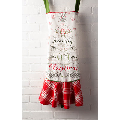 White Christmas Tree Ruffle Apron