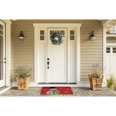 Snowman 18" x 30" Vinyl Back Coir Doormat