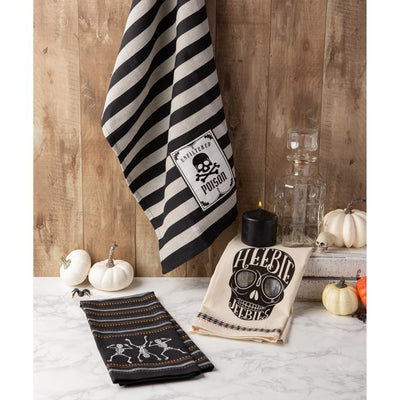 Skeleton Embellished Dish Towels Set of 3 Assorted