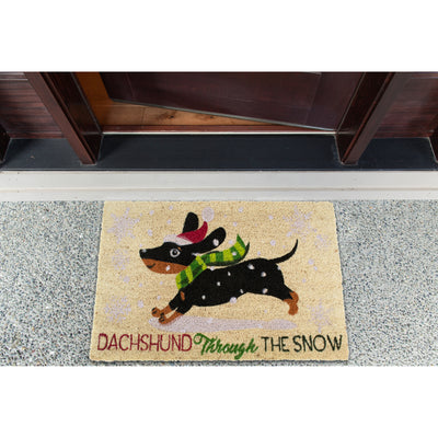Dachshund Through The Snow 18" x 30" Coir Doormat