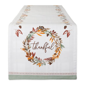 Thankful Autumn Wreath Embellished 14" x 108" Table Runner